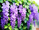 一串串紫色的花爬藤的