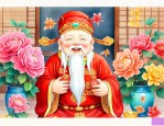 财神爷旁边放什么假花
