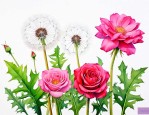 蒲公英和玫瑰花加枸杞