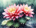 雨后仙人球花