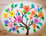 彩泥手工树枝花的制作