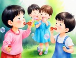 三个小朋友吹泡泡作文