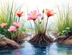 水生花卉中根生于泥中