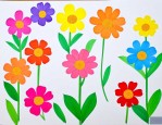 儿童用鲜花做手工制作