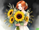 2025年向日葵新娘手捧花
