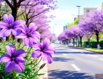 马路上紫色的花是什么