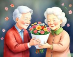 送老人鲜花卡片怎么写