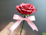 玫瑰花丝带怎么折玫瑰