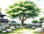碧绿的菜畦光滑的石井栏高大的皂荚树