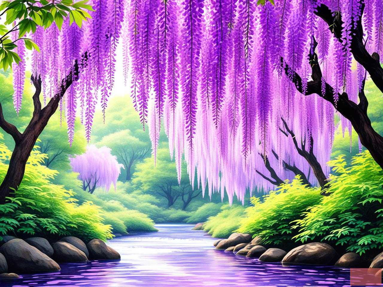 2025年紫藤萝瀑布的背景