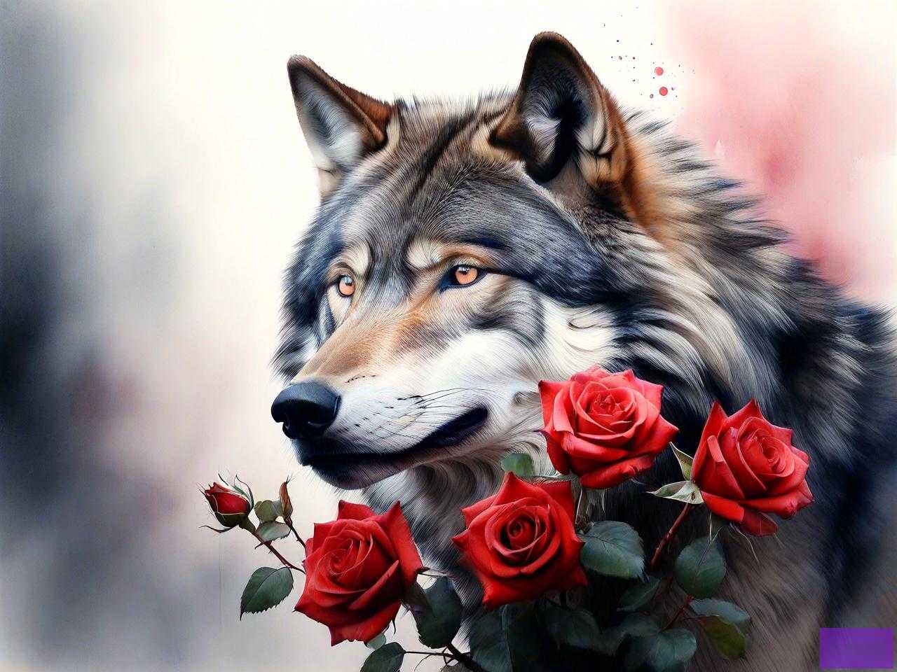 狼头叼着玫瑰花的寓意