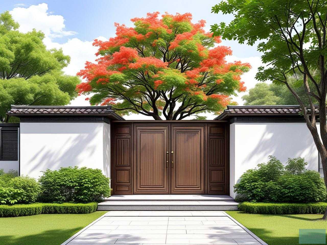 2025年别墅大门口风景树