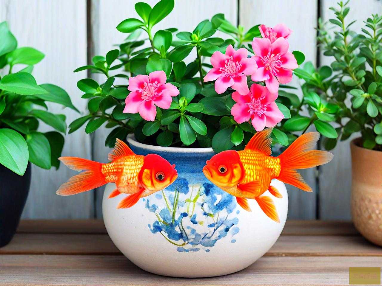 夏天怎么养金鱼花盆栽