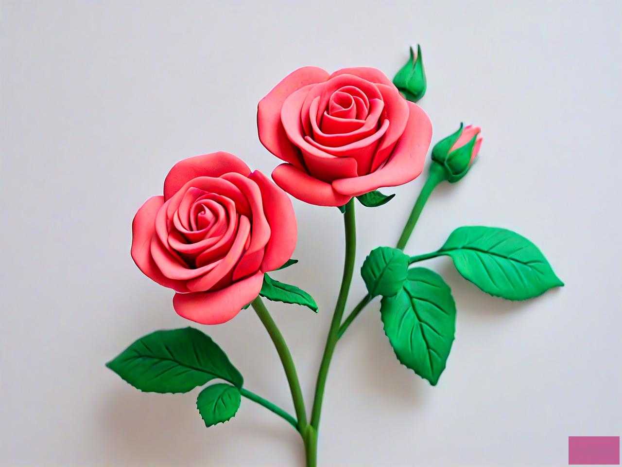 橡皮泥玫瑰花手工制作