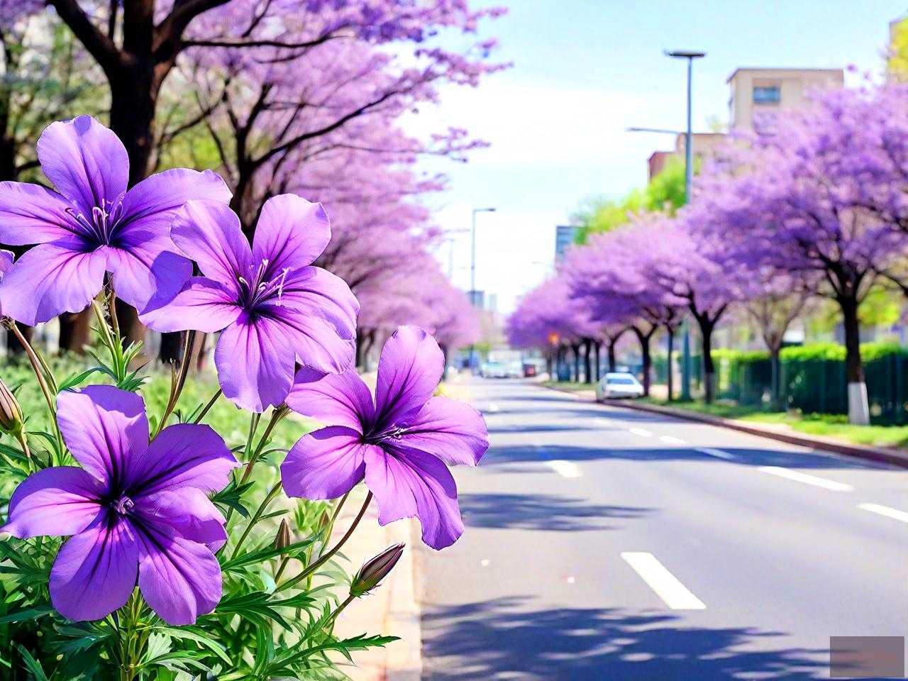马路上紫色的花是什么