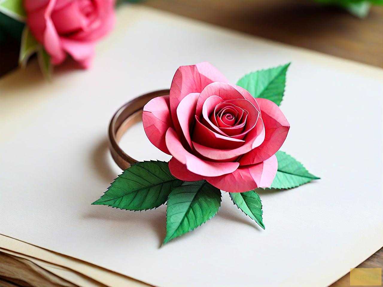 怎么用纸做玫瑰花戒指