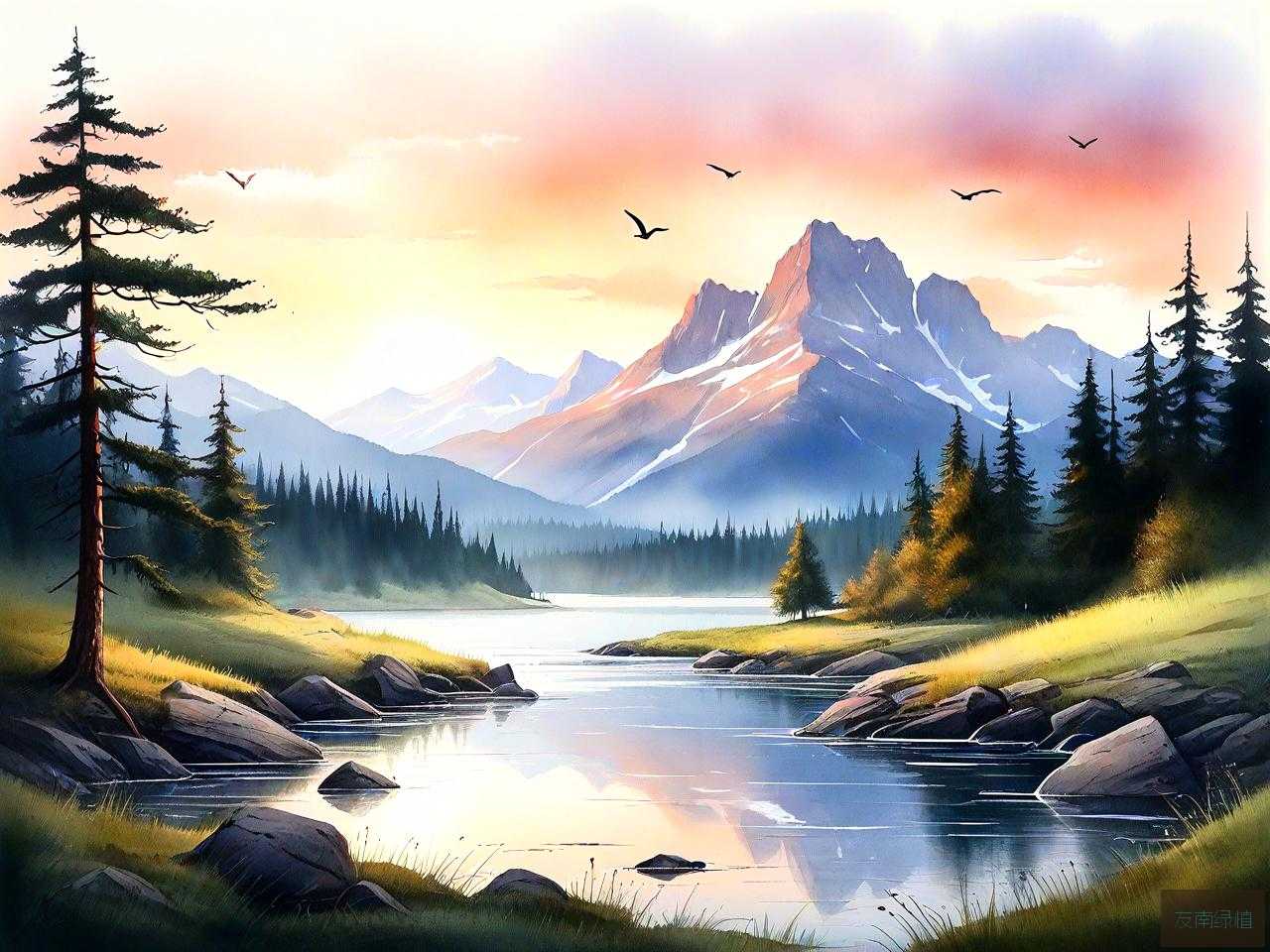 有山有树的风景的句子