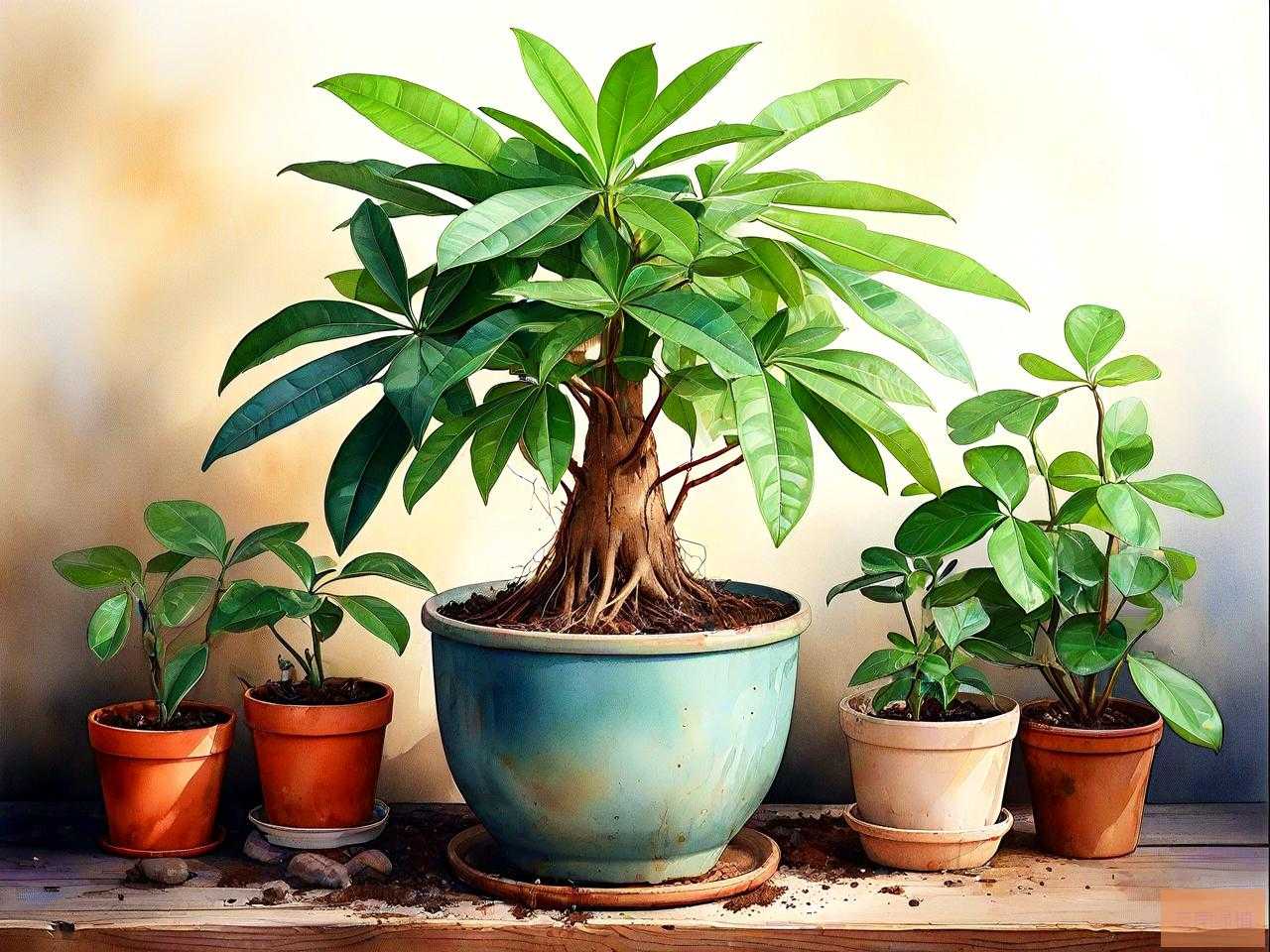 和发财树一起养的植物