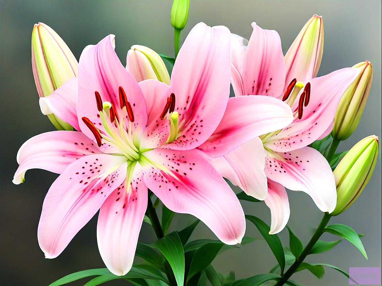 百合花的花苞开花过程