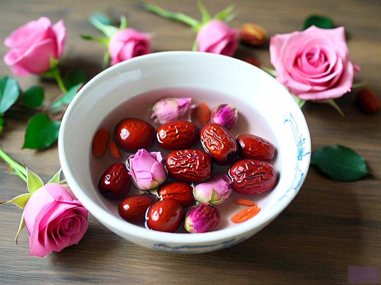 玫瑰花和红枣一起泡水