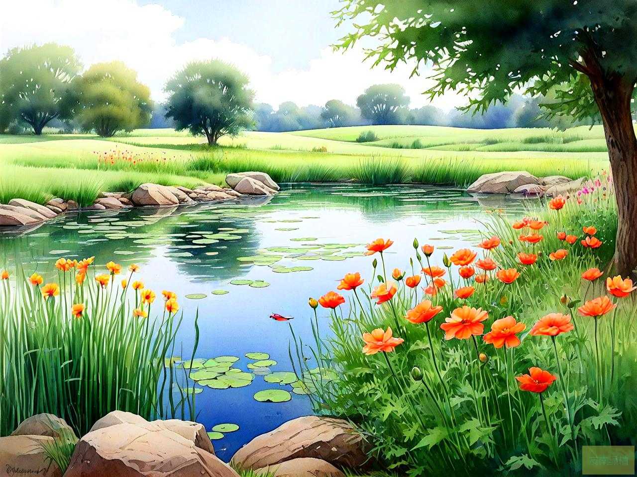 鱼塘边适合种什么花草