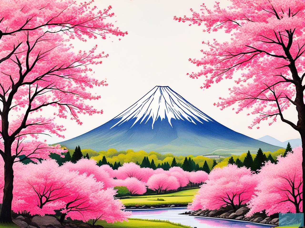 2025年日本富士山的樱花