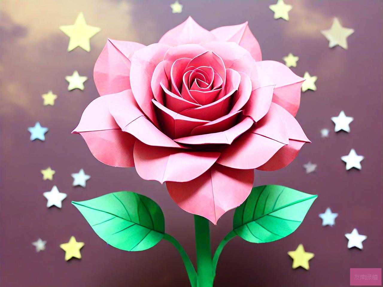 用星星纸怎么折玫瑰花