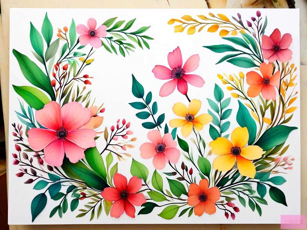 鲜花树叶做的手工作品