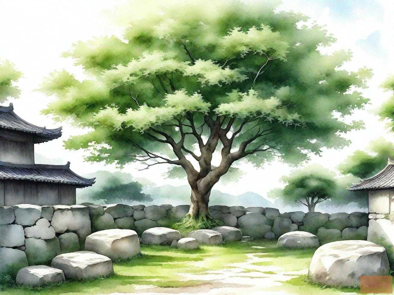 碧绿的菜畦光滑的石井栏高大的皂荚树