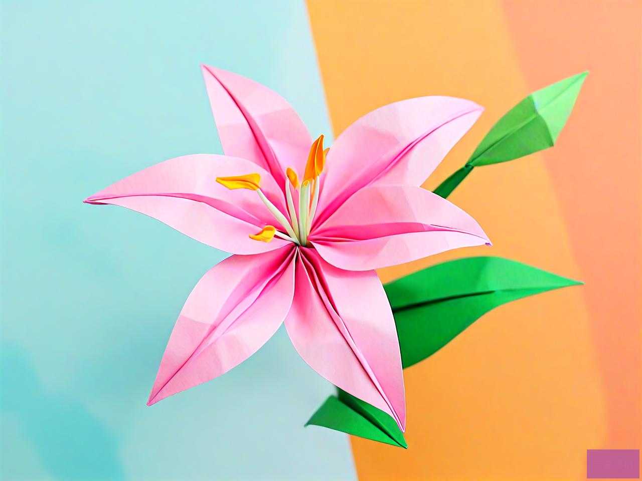 儿童折纸百合花的折法
