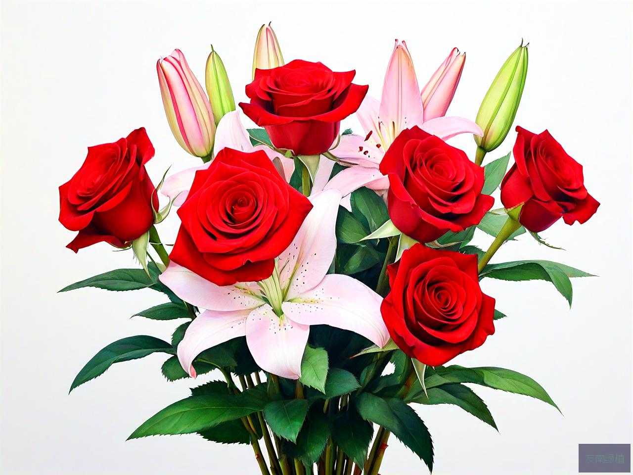9朵红玫瑰2朵百合花