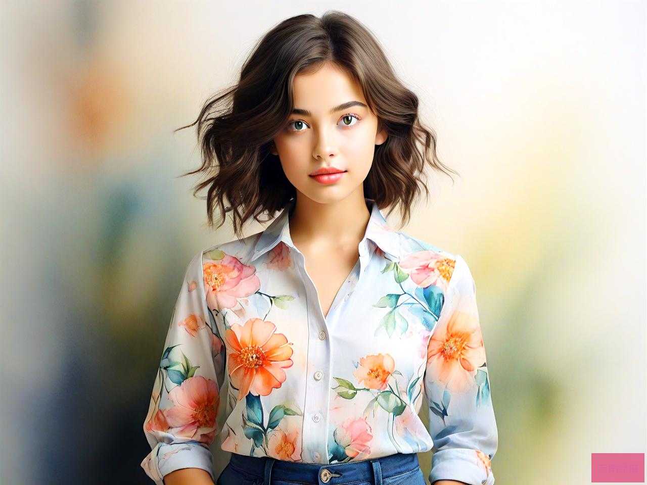 女生穿花衬衫给人感觉