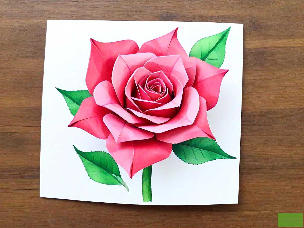 正方形纸折玫瑰花教程