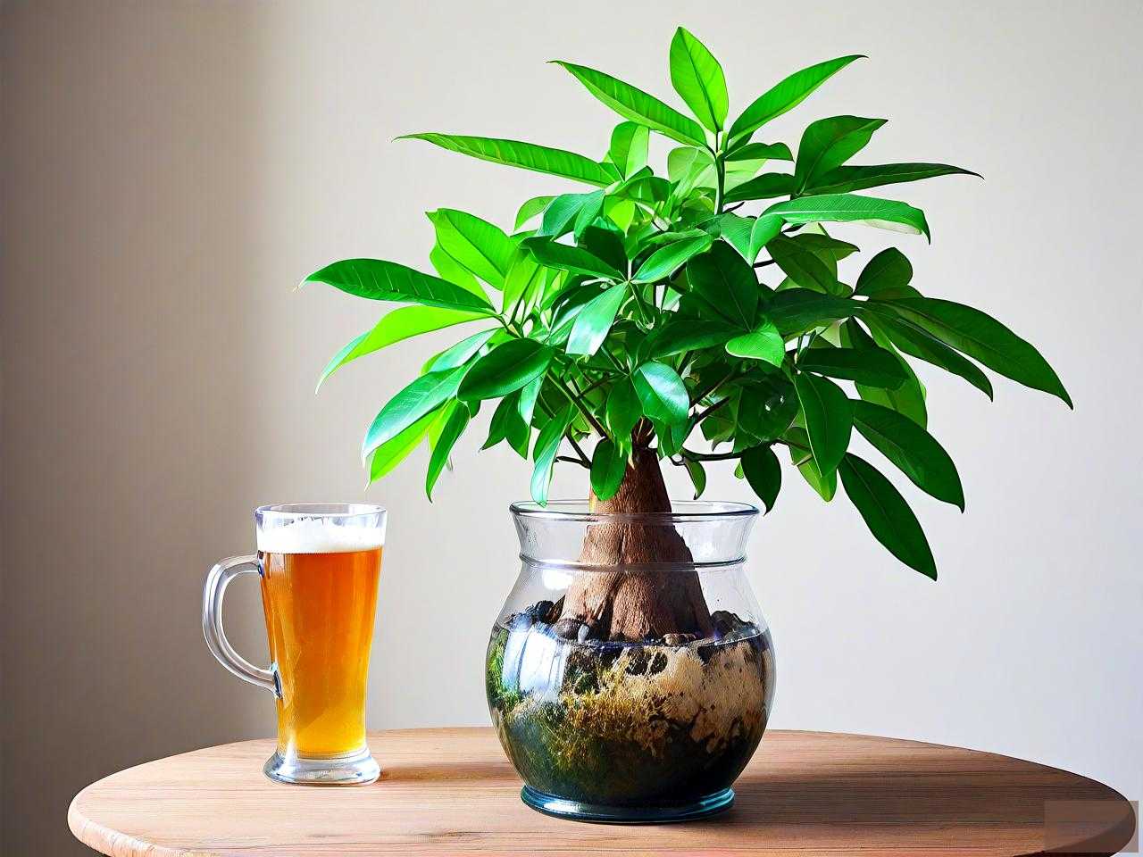 发财树用啤酒养才茂盛