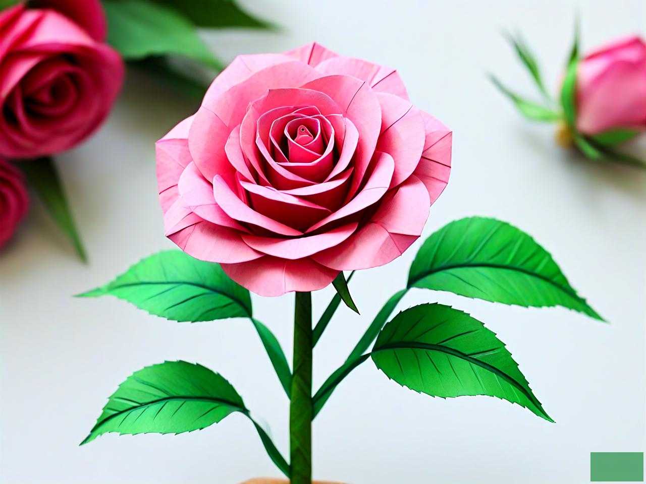 褶皱纸玫瑰花手工制作