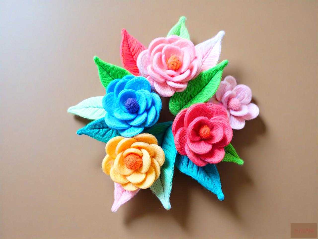 手工花朵制作方法毛线