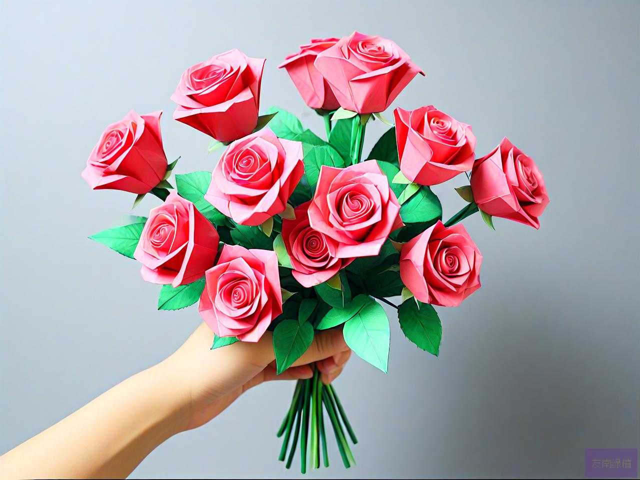 怎么做一束玫瑰花折纸