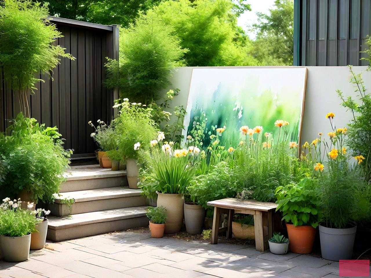 室外摆放绿色植物花卉