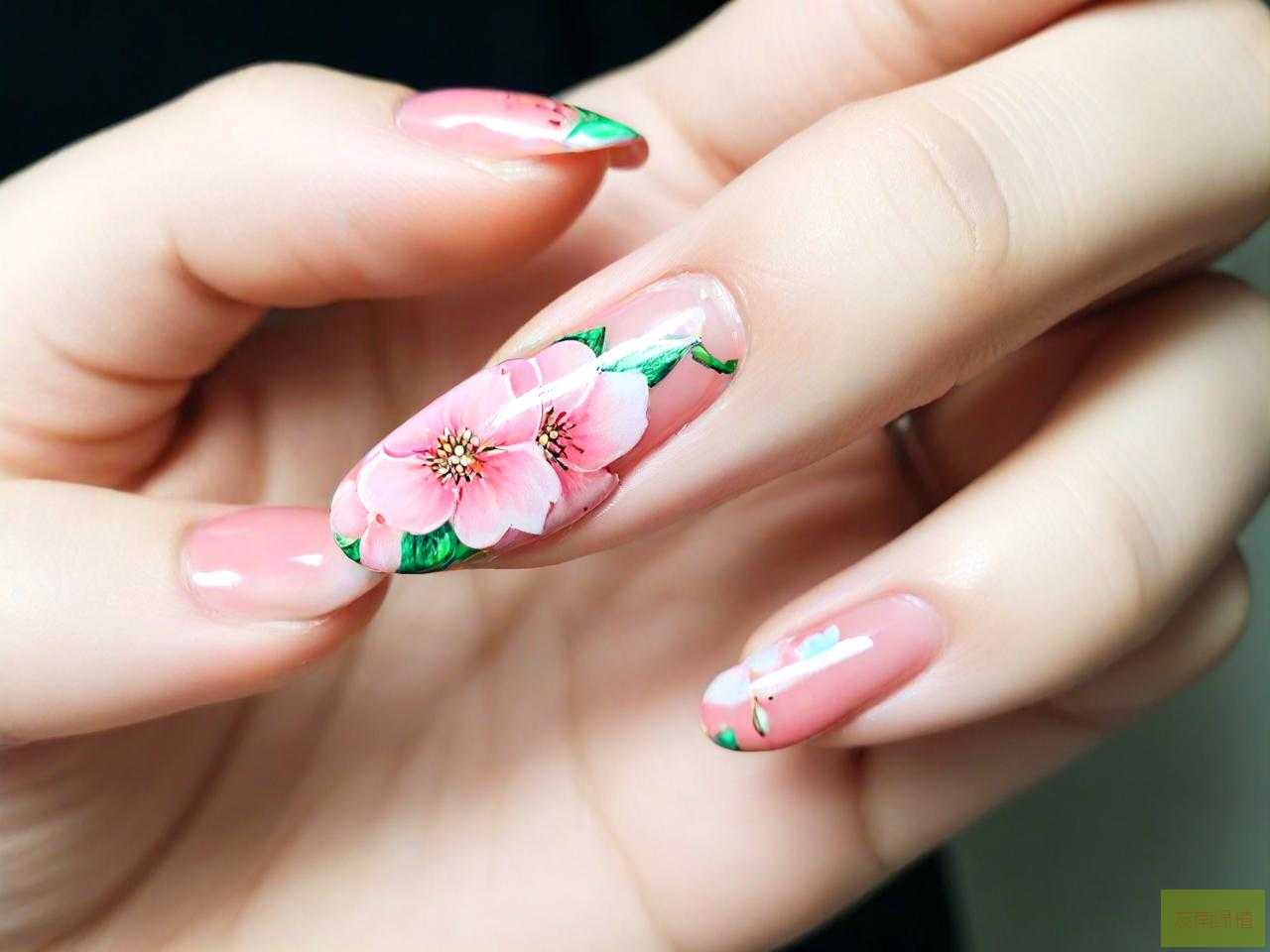 指甲桃子花怎么染指甲